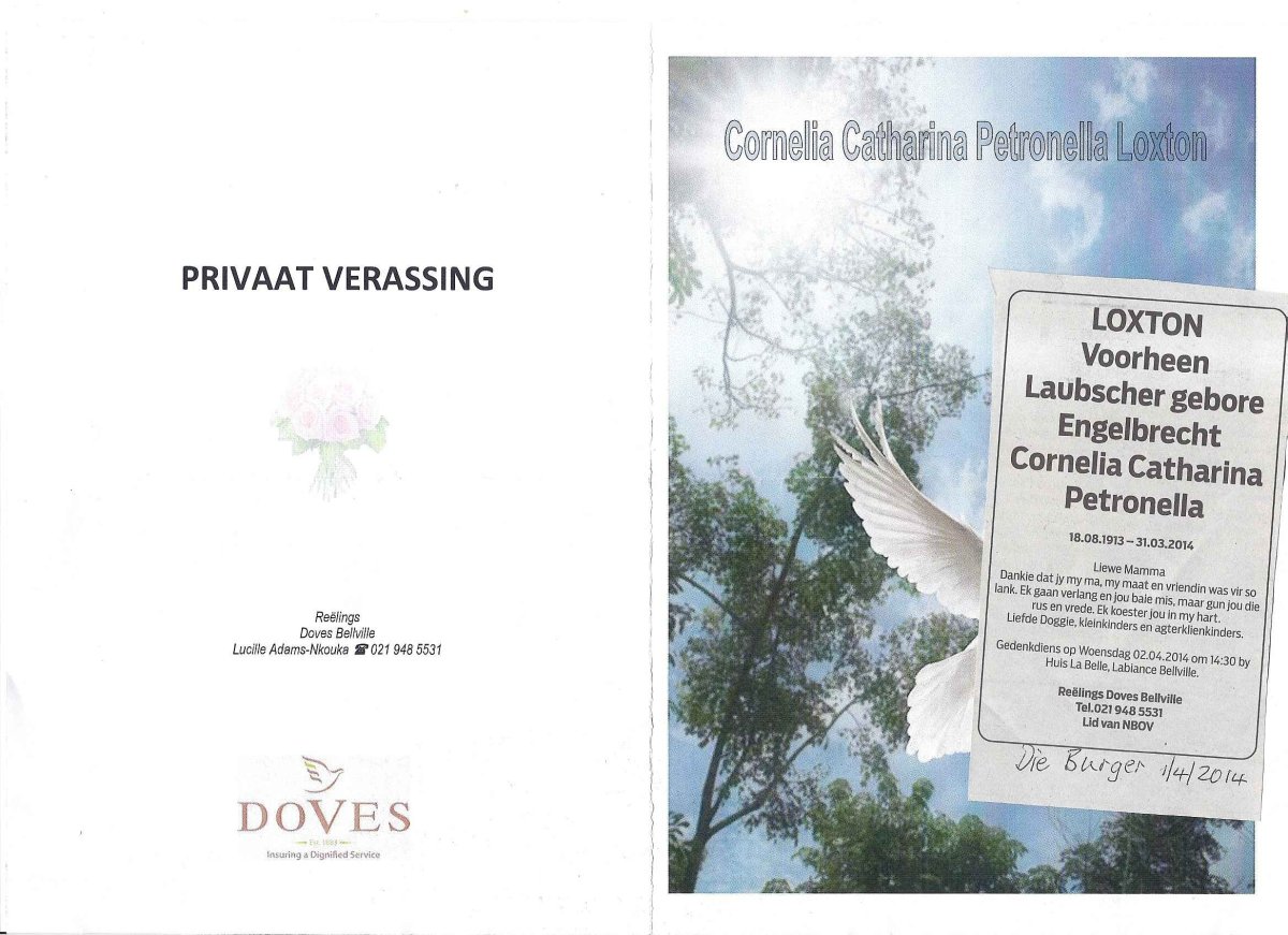 LOXTON-Cornelia-Catharina-Petronella-nee-Engelbrecht-X-Laubsher-1913-2014-F_1