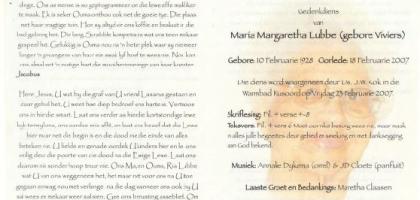 LUBBE-Maria-Margaretha-Nn-Ria-nee-Viviers-1928-2007-F