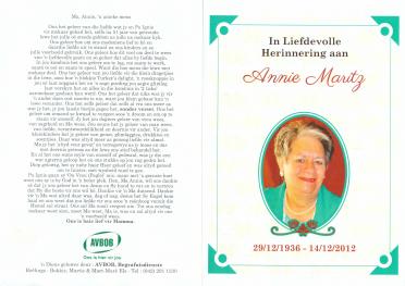MARITZ-Anna-Maria-Dorothea-Nn-Annie-1936-2012-F