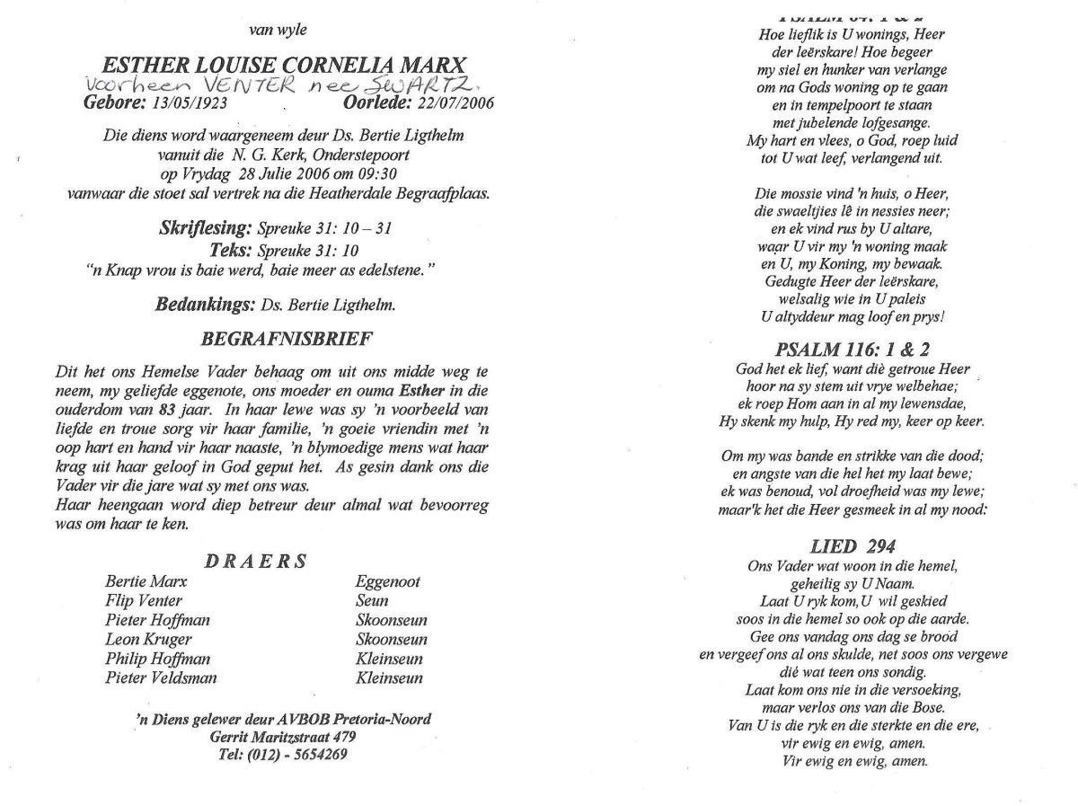 MARX-Esther-Louise-Cornelia-Nn-Esther-nee-Swartz-X-Venter-1923-2006-F_1