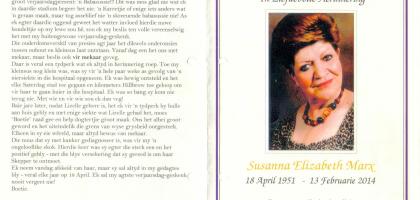MARX-Susanna-Elizabeth-Nn-Susan-1951-2014-F