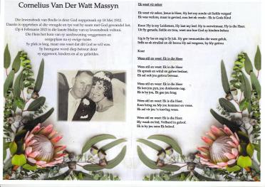 MASSYN-Cornelius-VanDerWatt-Nn-Boelie-1932-2023-M_2 Van as Naam
