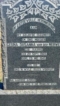 MERWE-VAN-DER-Gesina-Susanna-nee-Harris-1909-1949-F