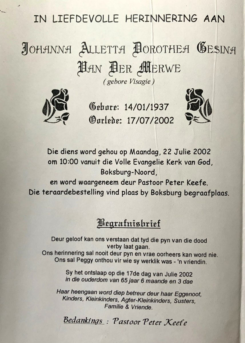 MERWE-VAN-DER-Johanna-Alletta-Dorothea-Gesina-Nn-Peggy-née-Visagie-1937-2002-F_2