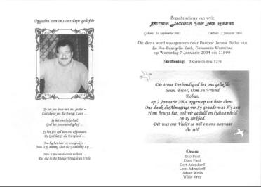 MERWE-VAN-DER-Petrus-Jacobus-1965-2004-M