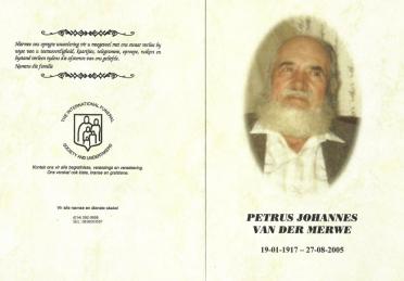 MERWE-VAN-DER-Petrus-Johannes-Nn-Peet-1917-2005-M