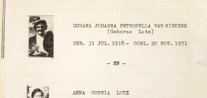 NIEKERK-VAN-Susana-Johanna-Petronella-nee-Lotz-1918-1971-F---LOTZ-Anna-Sophia-1929-1971-F