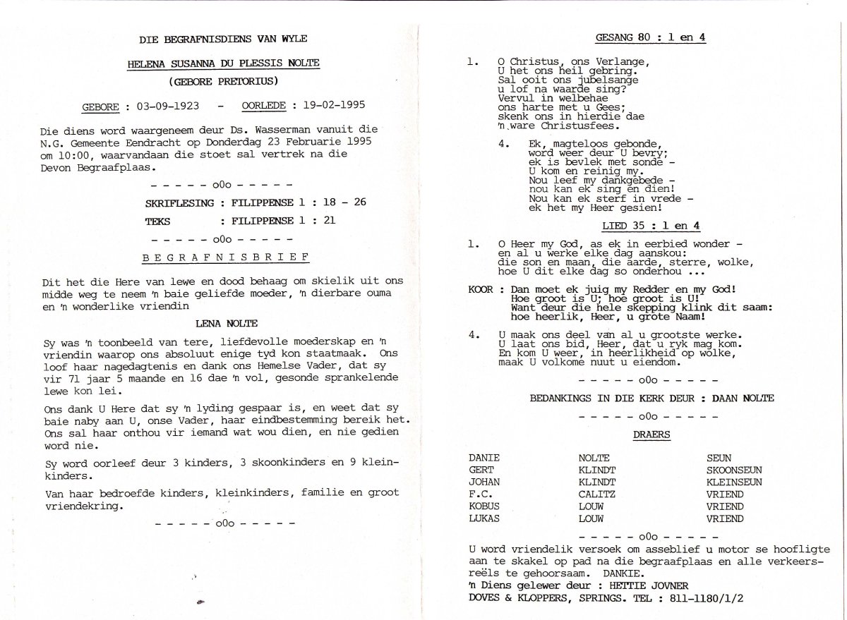 NOLTE-Helena-Susanna-DuPlessis-Nn-Lena-nee-Pretorius-1923-1995-F_2