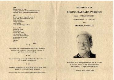 PARSONS-Regina-Barbara-nee-Vallentgoed-Nn-Gien-1935-1995-F-1
