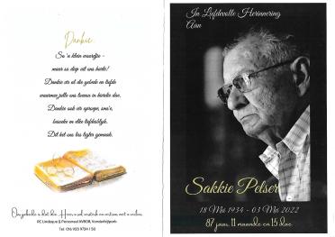 PELSER-Izak-Petrus-Nn-Sakkie-1934-2022-M