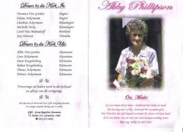 PHILLIPSON-Hermina-Abigial-Cornelia-Volschenk-Nn-Abby-née-Bouwer-1930-2011-F