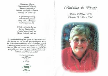 PLESSIS-DU-Christina-Wilhelmina-Nn-Christine-1946-2016-F