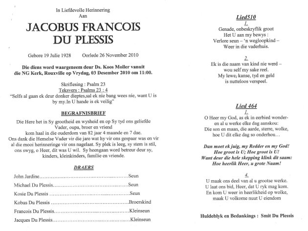 PLESSIS, Jacobus Francois du 1928-2010_2