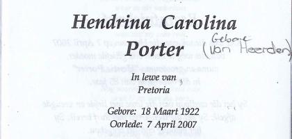 PORTER-Hendrina-Carolina-née-VanHeerden-1922-2007