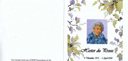PREEZ-DU-Hester-Petronella-Nn-Hester-1913-2004-F