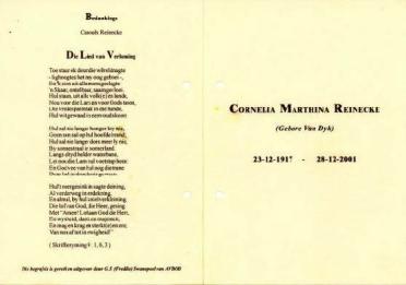 REINECKE-Cornelia-Marthina-Nn-Tina-nee-VanDyk-1917-2001-F
