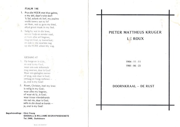 ROUX, Pieter Mattheus Kruger le 1904-1985_1
