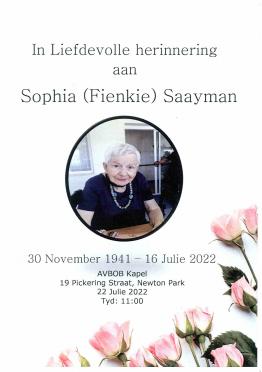 SAAYMAN-Sophia-Jacoba-Nn-Fienkie-1941-2022-F