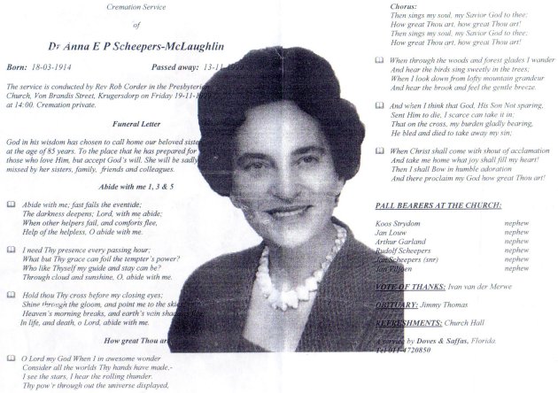 SCHEEPERS-McLAUGHLIN-Anna-Elizabeth-Prinsloo-nee-Scheepers-X-Venter-1914-1999-Dr.Sen-F_99