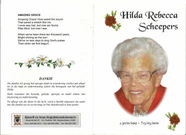SCHEEPERS-Hilda-Rebecca-Nn-Hilda-1919-2010-F