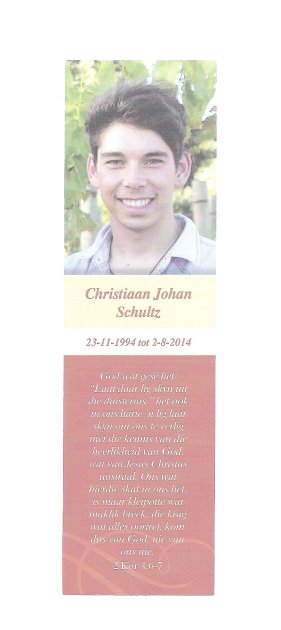 SCHULTZ, Christiaan Johan 1994-2014