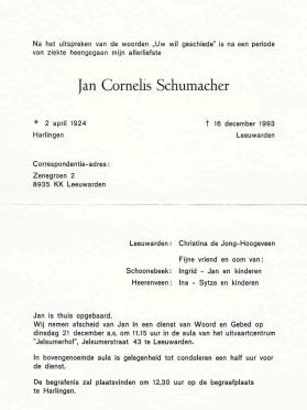 SCHUMACHER-Jan-Cornelis-Nn-Jan-1924-1993-M