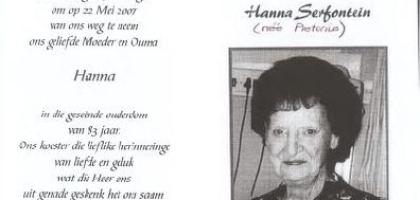 SERFONTEIN-Hanna-née-Pretorius-1923-2007-F