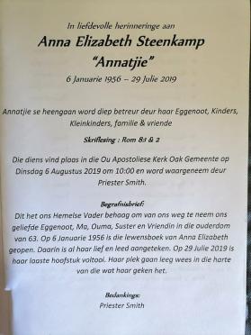 STEENKAMP-Anna-Elizabeth-Nn-Annetjie-1956-2019-F