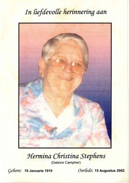 STEPHENS-Hermina-Christina-nee-Campher-1910-2002-F