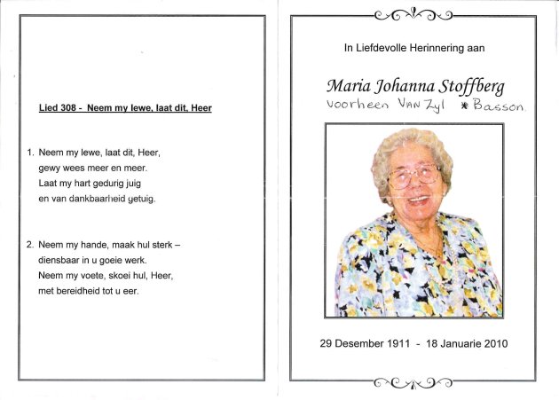 STOFFBERG, Maria Johanna VAN ZYL nee BASSON 1911-2010_1
