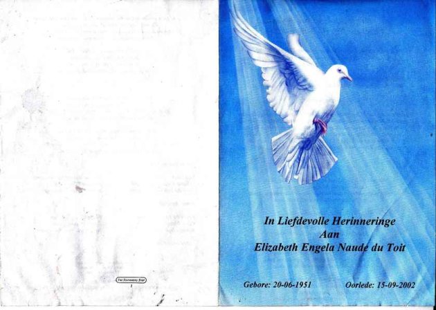 TOIT Elizabeth Engela du nee NAUDE 1951-2002