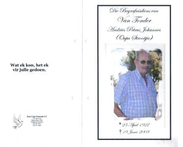 TONDER-VAN-Andries-Petrus-Johannes-Nn-OupaStrooitjie-1927-2008-M