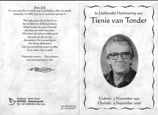 TONDER, Tienie van 1930-2006_01