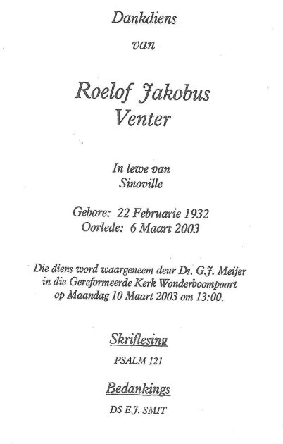 VENTER, Roelof Jacobus 1932-2003_1