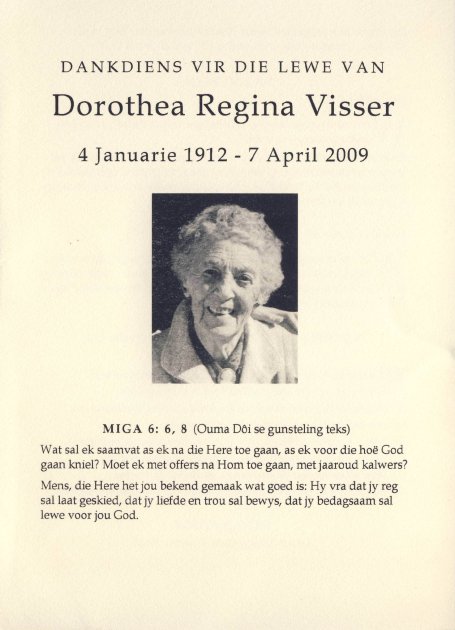 VISSER, Dorothea Regina 1912-2009_1