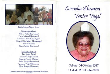 VOGEL-Cornelia-Abrama-nee-Venter-1927-2010-F