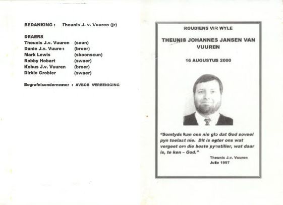 VUUREN Thuenis Johannes Jansen van  -2000