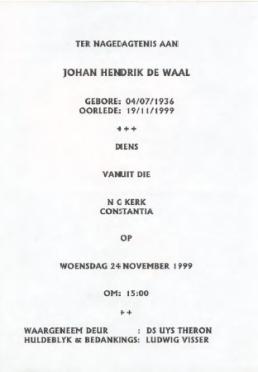 WAAL-DE-Johan-Hendrik-1936-1999-M