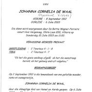WAAL, Johanna Cornelia de nee VISSER 1912-2003_1