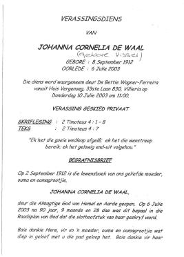 WAAL-DE-Johanna-Cornelia-nee-Visser-1912-2003-F