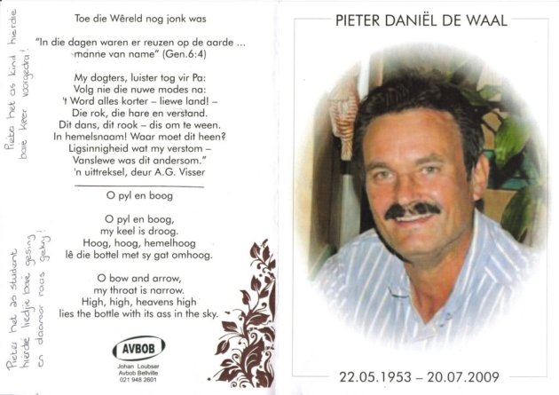 WAAL, Pieter Daniël de 1953-2009_1