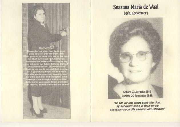 WAAL, Susanna Maria de nee KOEKEMOER 1914-1998_1