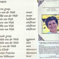 WALT, Maria Magrietha Elizabeth van der nee VELTHUYZEN 1939-1995