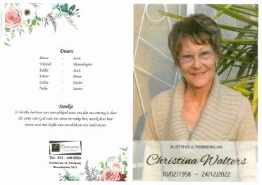 WALTERS-Christina-Susanna-Nn-Christina-nee-Booysen-1952-2022-F