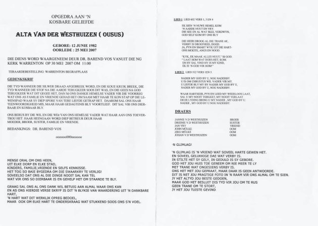 WESTHUIZEN, Alta van der 1982-2007_2