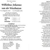 WESTHUIZEN, Wilhelmus Johannes van der 1916-2004