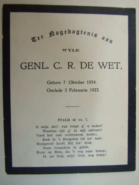 WET, Christiaan Rudolph de  1854-1922