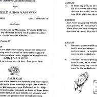 WYK, Anna van nee POTGIETER 1922-2002