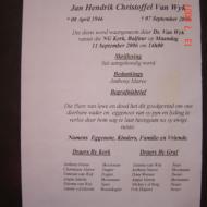 WYK, Jan Hendrik Christoffel van 1946-2006