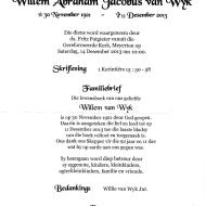 WYK, Willem Abraham Jacobus van 1921-2013
